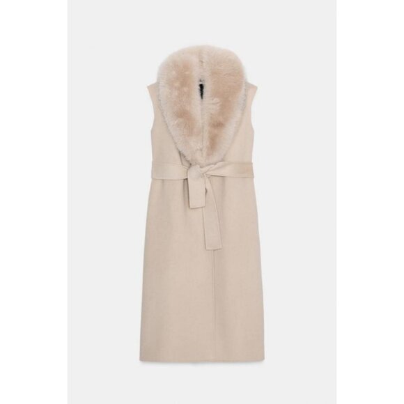 ZARA ZW COLLECTION FAUX FUR COLLAR WAISTCOAT - Picture 9 of 11